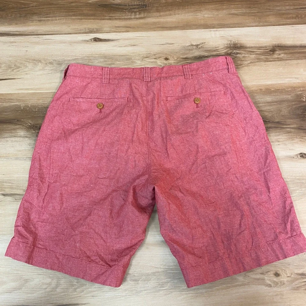 J. Crew Gramercy Shorts Mens 33 Red Cotton Chambray Chino
